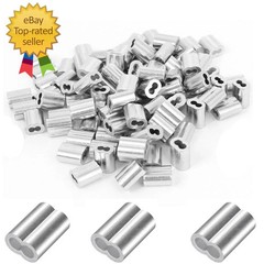 200 Pcs Aluminum Crimping Loop Sleeve 1/16″,Cable Crimp Ferrules for Wire Rope a