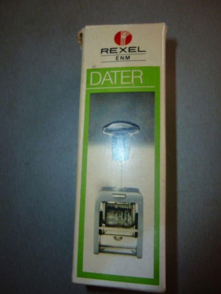 English dater Grey ink pad Rexel working used condition + paper original box