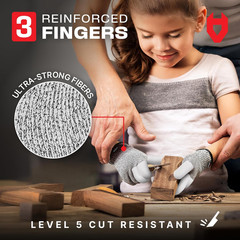Kids Cut Resistant Gloves with 3 Reinforced Fingers – 100% Food Grade Kids Cooki