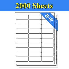 60000 Label ( 2000 Sheets ) 1″ x 2 5/8″ Shipping Adhesive Labels 2.625 x 1 30 UP
