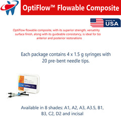 Dental OptiFlow Flowable Composite Light-cure Resin, 4 x 1.5 Syr All Shades, USA