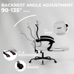 Gaming Chair with Massage Ergonomic PC Gaming Chair Computer Chair with Footrest