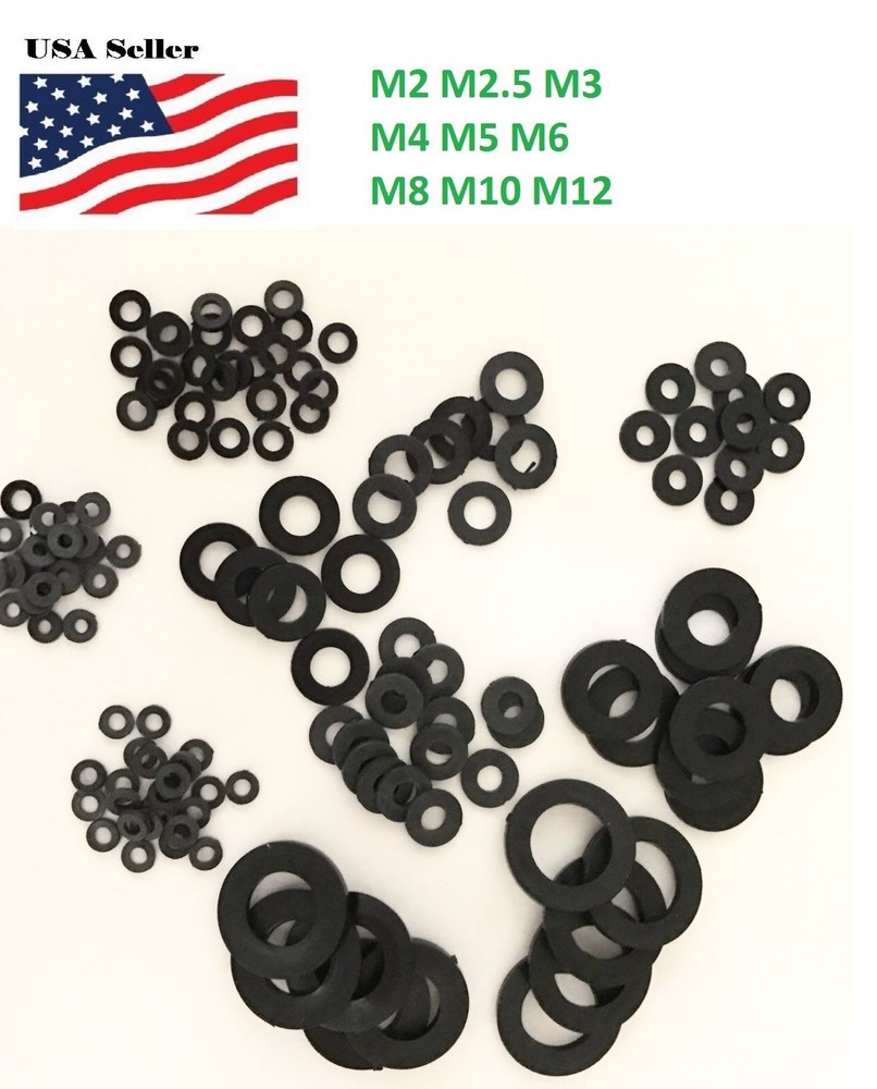 M2, M2.5, M3, M4,M5, M6, M8, M10, M12 black Plastic Nylon Flat Spacer Washer