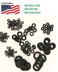 M2, M2.5, M3, M4,M5, M6, M8, M10, M12 black Plastic Nylon Flat Spacer Washer