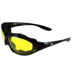 Birdz Eyewear Thrasher Padded Motorcycle Glasses for Men & Women Black Frame
