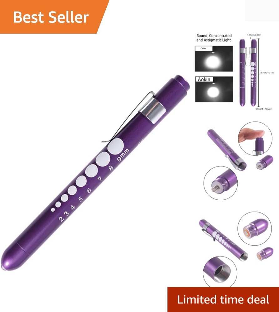 Portable Aluminum Medical LED Penlight with Pupil Gauge for Nurses & Doctors