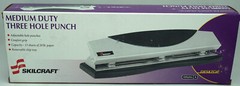 Skilcraft Medium Duty Adjustable Three Hole Punch 3-Hole Punch NEW