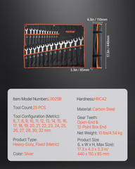VEVOR 25-Pc Metric Combination Wrench Set, 6-32mm Open & Box End, Pouch