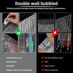 300 Pcs Clear Self Sealing Bubble Cushion Bags Double Wall Bubble Pouch Bag P…