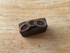 Printing Letterpress Printers Block Copper Oddfellows Rings FLT (530)