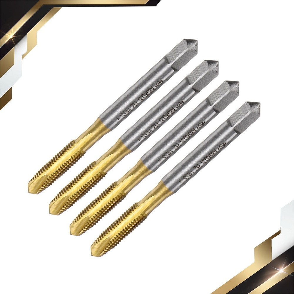 4pcs Spiral Point Plug Tap M5x0.8 Titanium Coated