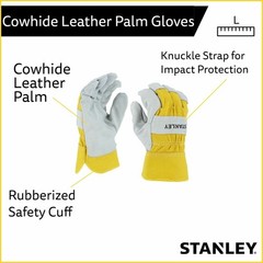 Cordova Stanley Select Cowhide spit Leather Palm Work and Safety Gloves – Yel…