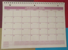 (2) TWO -2026 Monthly 3-Hole Spiral Office HOME School ~ NOTEBOOK CALENDAR 11X8