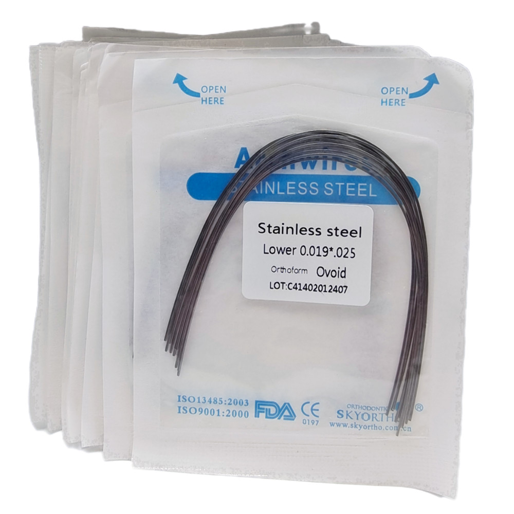 100Packs Dental Orthodontic Rectangular Stainles Steel Arch Wire Ovoid/Nature