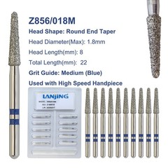 Zirconia Diamond Burs Round End Taper Cutter Medium Grit Z856/018M FG Multi-Use