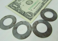 Lot 100 Thin Steel Flat Shim Washers .555″ ID x 1.033″ OD x .008″ Thick, RUSTY
