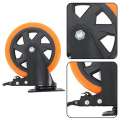 4 Pcs Orange With Locking Brake 6″ Heavy Duty Swivel Caster Wheels No Noise