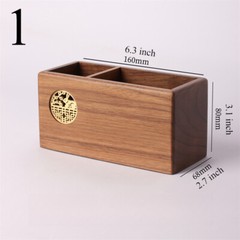1pcs Wood Pen Holder Box Chinese Style Office Wooden Desktop Organizer Box