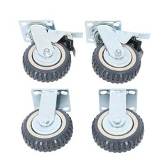 4 Pcs 6″ Heavy Duty Swivel Caster Wheels 2 Straight Wheels, 2 With Safety Brake