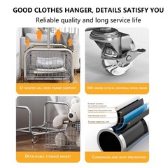 Garment Rack With Storage Baskets,Clothing Rack for Hanging Clothes, Multi-fu…