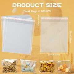 200 Pcs Thickened Cookie Bags with Seal 5×7 In, Clear 1 Count (Pack of 200)