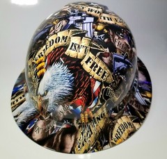 NEW FULL BRIM Hard Hat custom hydro dipped FREEDOM ISN’T FREE USA AMERICA sick
