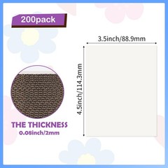 200 PCS 3.5×4.5 Inch White Corrugated Cardboard Sheet Flat Craft Insert Pad