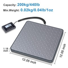 Shipping Scale, 440 lb x 1 oz Digital Postal Scale, Hold & Tare