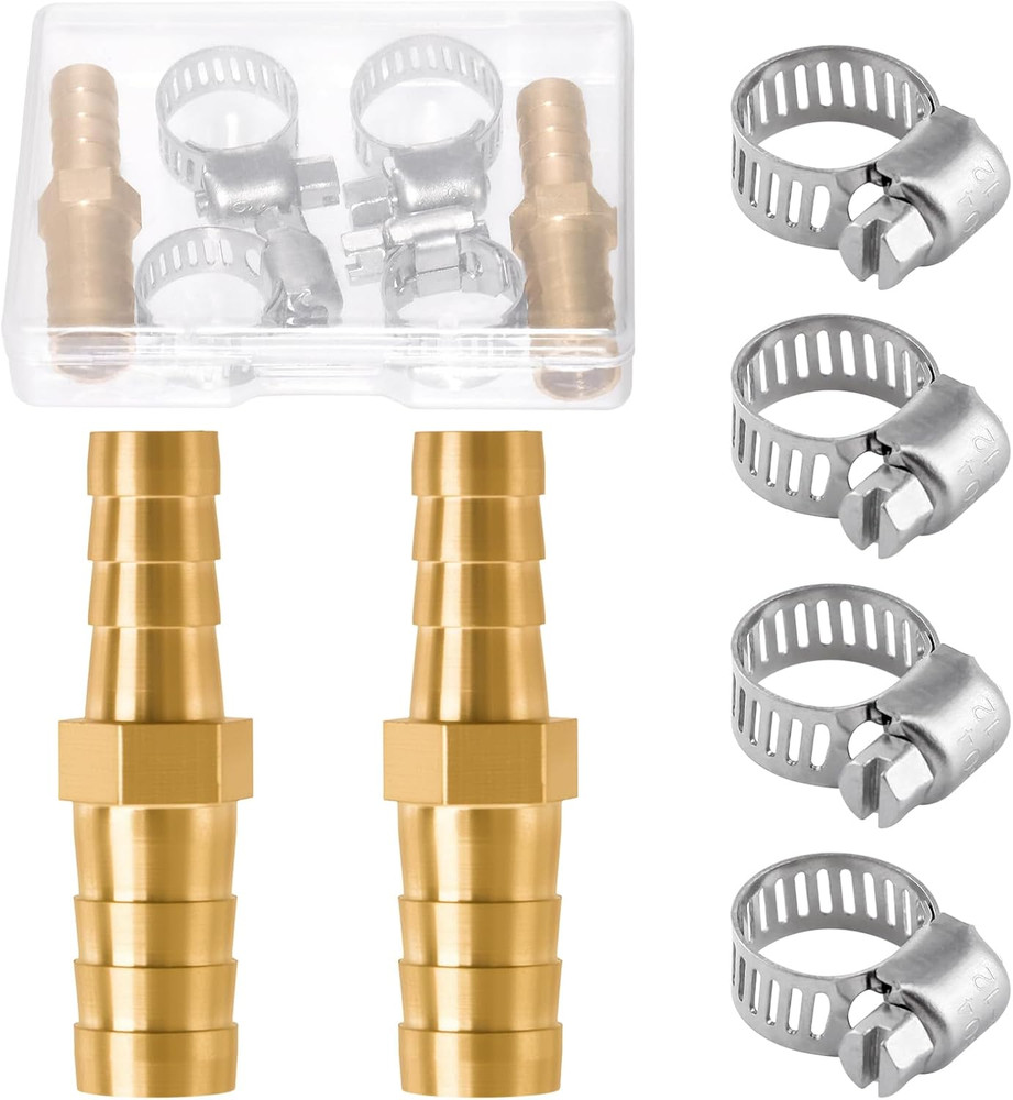 2 Pack Hose Barb Fittings Reducer, 5/16″ to 3/8″ Brass Hose Barb Reducer with 4