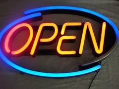 😉 ANIMATED MULTI-COLOR ILLUMINATED RETAIL COMMERCIAL OVAL OPEN SIGN 27” 3PT8