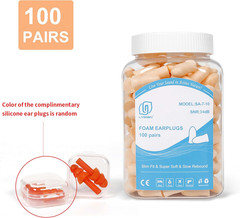 LYSIAN Slim Fit Foam Ear Plugs for Small Ear Canals, 100 Pairs 35Db SNR Noise Re