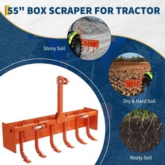 3 Point Hitch Connection Designed On This 55″ Box Blade for Tractor, Box Scraper