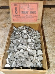 8 LB Tinner’s Rivets 15/64″ X 7/16″ Tin Plated Approximately Quantity 300+