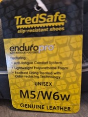TredSafe Leather Black Slip Resistant Work Shoes Anti-Fatigue M5 W6 Unisex