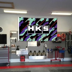 HKS Power 3×5 FT Nobori Banner Flag Sign JDM Performance Car Racing Garage