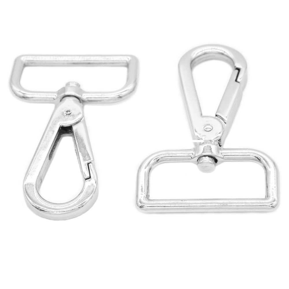 2x Silver Swivel Lobster Clasp 1.25″ Webbing Snap Hook-Purse Bag Leather Craft