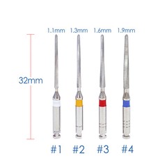 4/pk Dental Endodontic Endo Root Canal Fiber Post Drills 1.1mm 1.3mm 1.6mm 1.9mm
