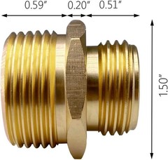 3/4″ GHT Male x 1″ NPT Male Connector, Brass Garden Hose Fitting, Adapter, Indus