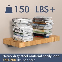 Starunder 6 Pack Floating Shelf Brackets, 6 Inch Heavy Duty 6 Inch, Black