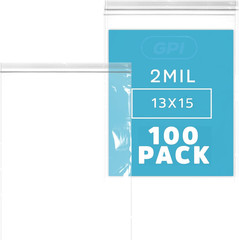 GPI – 13″ X 15″, 2 Gallon Large Zip Bags, Pack of 100, Clear Plastic Reclosable
