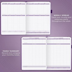 Clever Fox Income & Expense Tracker Large A4 2-Year Record Book (Purple)