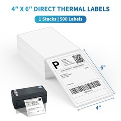 9527 Product Fanfold 4 x 6 Direct Thermal Labels 1 Stacks | 500 Labels, White