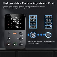 Fuente De Alimentacion Dc 30V 10A Con Knob Y Puerto Usb De Carga Rapida