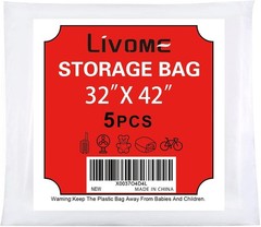 5 Pack 32*42 inches Clear Plastic Storage Bags Dustproof Moistureproof Jumbo …
