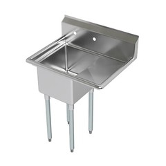 29 in. x 22 in. Stainless Steel Sink. 16 in. x 14 in. Bowl and Right Drainboard