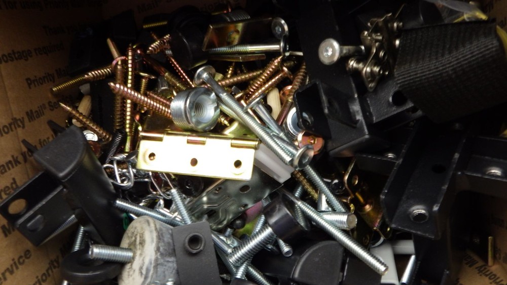 18 lb Bulk Furniture Cabinet Hardware Lot Euro Hinges Screws Brackets Cam Locks