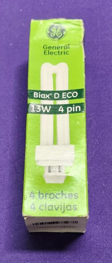 GE Biax D ECO 13W 4 Pin CFL 97597 F13DBX/841/ECO4P G24q-1 Base Light Bulb – NOS