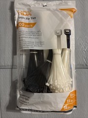 500 Pack HDX Assorted Length Nylon Zip Ties 8/11/14 Inch 250 Black & 250 White