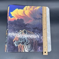 Vintage Three Ring Binder 1990s Lightning Clouds Waiting Tiger School Office