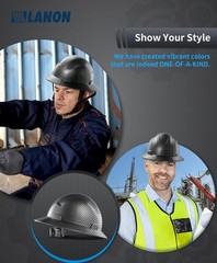 LANON Full Brim Hard Hat, OSHA Construction Work Approved, Charcoal Gray Design,
